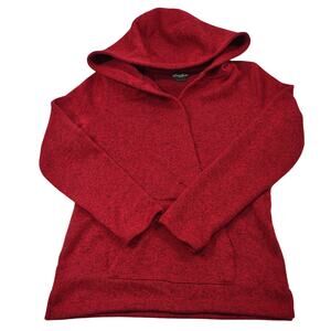 Eddie Bauer Hooded Fleece Pullover, V-Neck Style, Size Medium